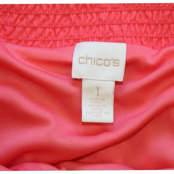 Chicos Tropical Floral Flowy Maxi Skirt Size 1/M  Elastic waist Vibrant Red Blue - Picture 9 of 9